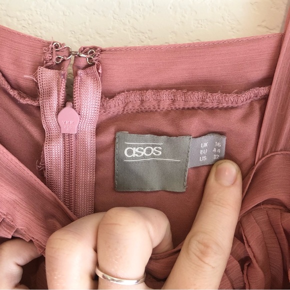 ASOS Mauve Pleated Chiffon Dress, 12 - Picture 4 of 9